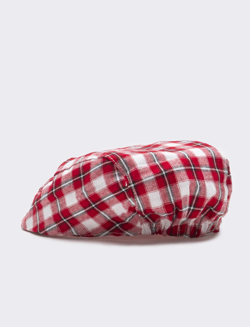 Cappello coppola neonato quadri - Rosso