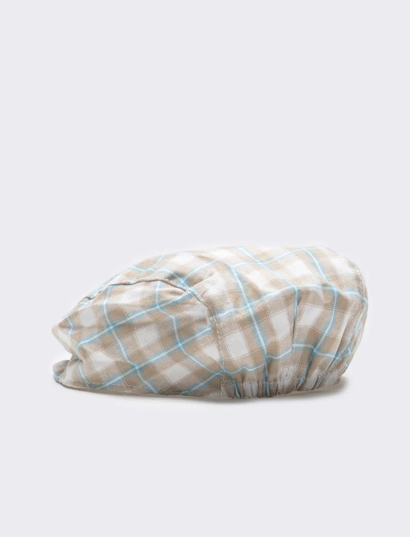 Cappello coppola neonato quadri - Beige