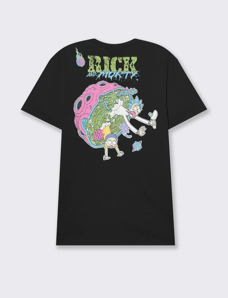 T-shirt stampa rick and morty da uomo - Nero