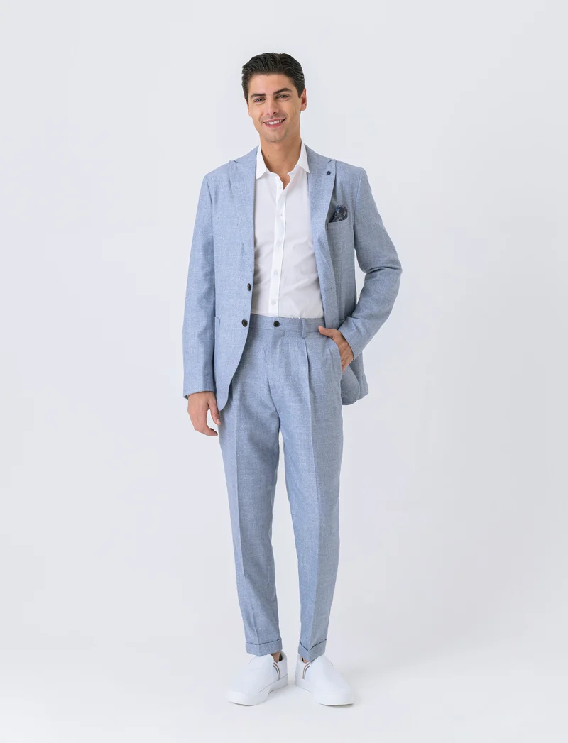 Pantaloni da completo formal fit da uomo - Celeste