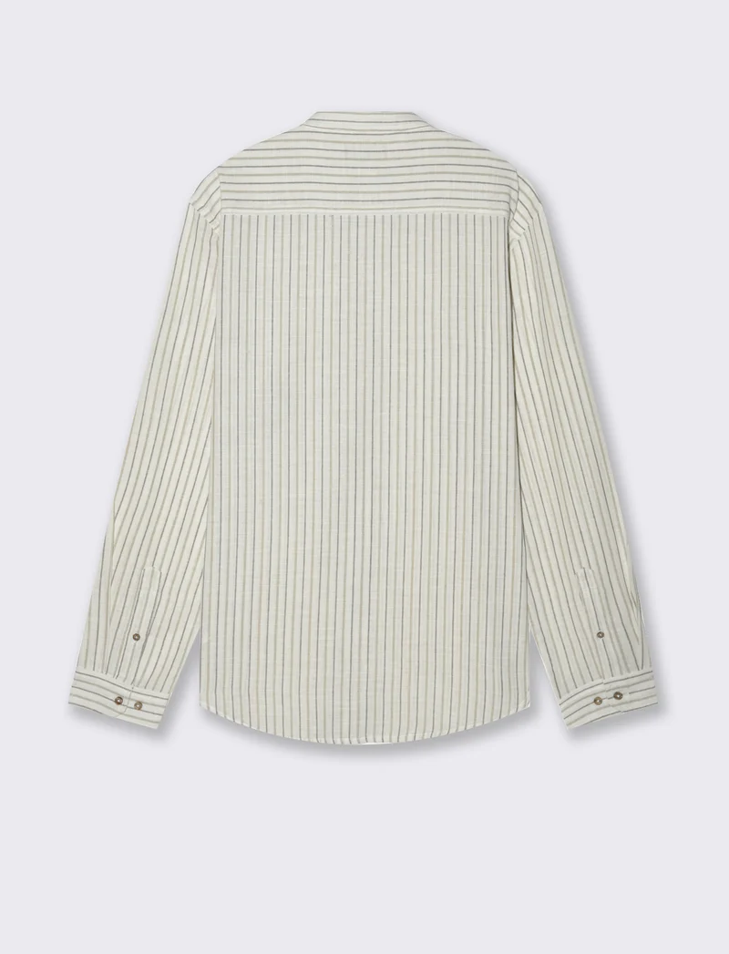 Camicia a righe effetto lino da uomo - Bianco