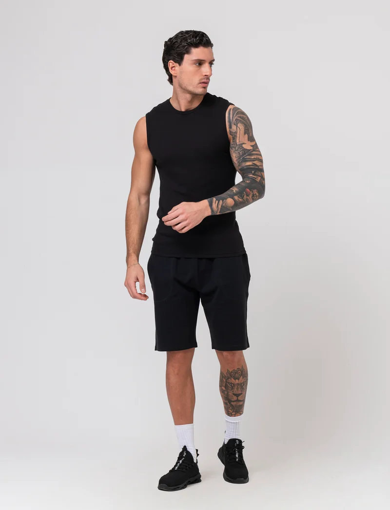Bermuda in felpa con vita jogger da uomo - Nero