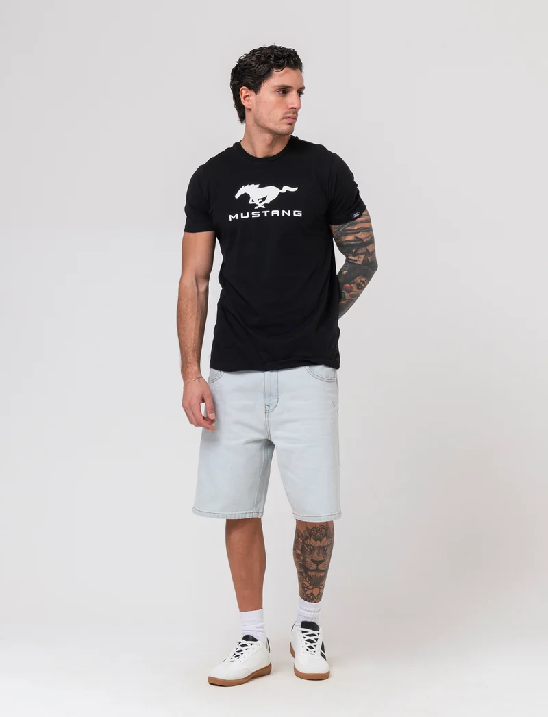 T-shirt stampa Ford GT/MUSTANG da uomo - Nero