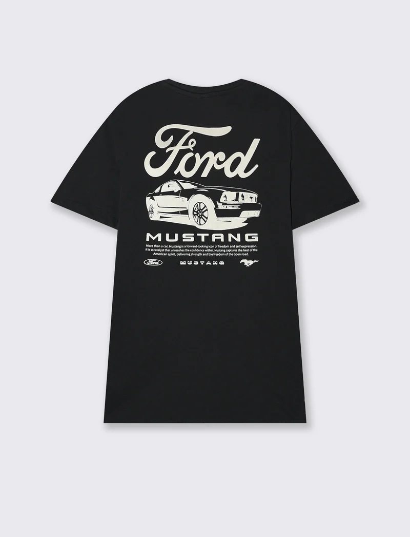 T-shirt stampa Ford GT/MUSTANG da uomo - Nero