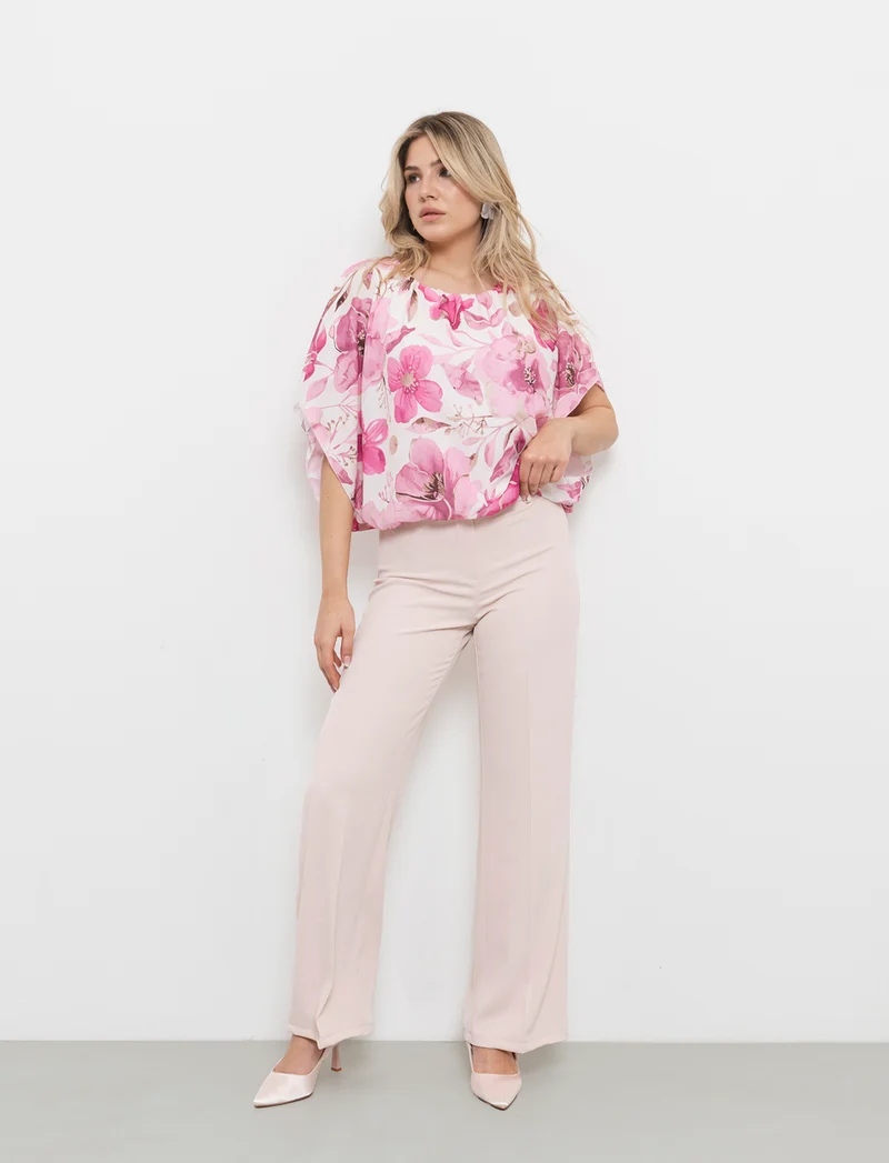 Pantalone palazzo con cintura - Rosa