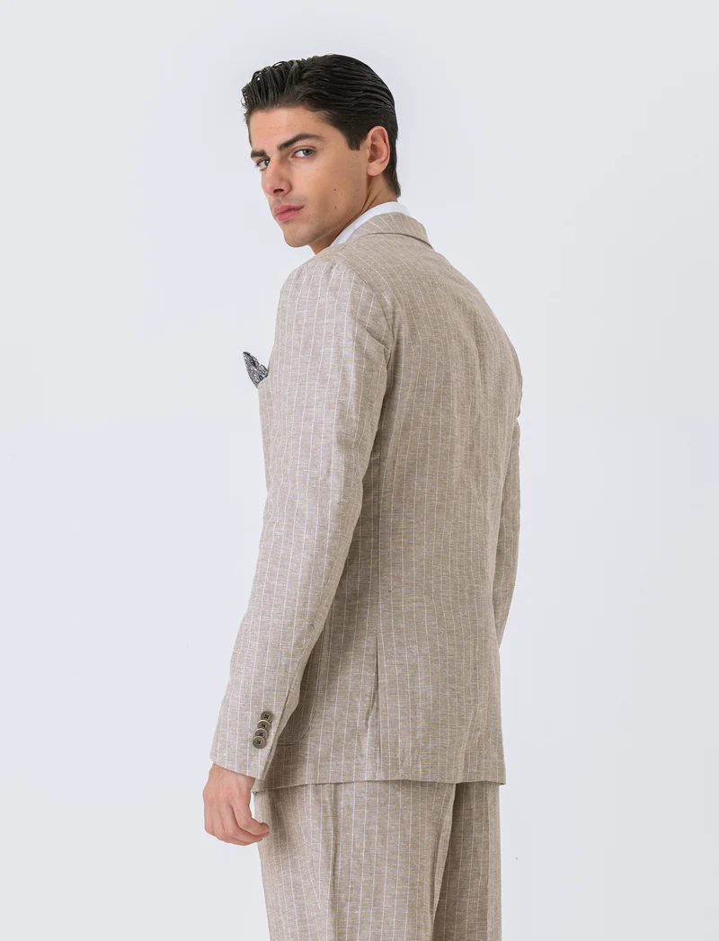 Blazer da completo tessuto linen blend da uomo - Beige