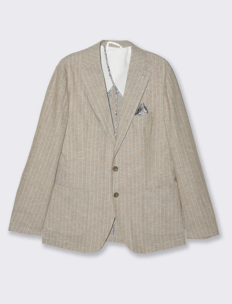Blazer da completo tessuto linen blend da uomo - Beige
