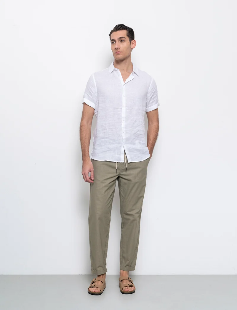 Pantaloni chino jogger cotone slub da uomo - Verde salvia