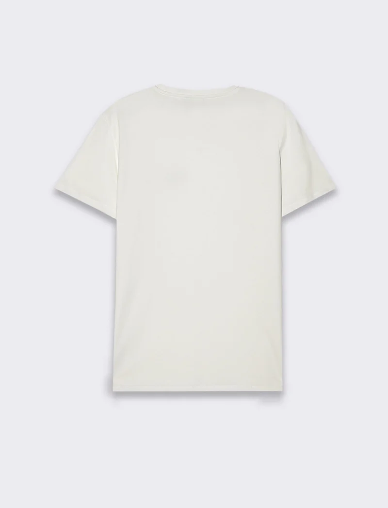 T-shirt in cotone premium con patch e stampina da uomo - Bianco