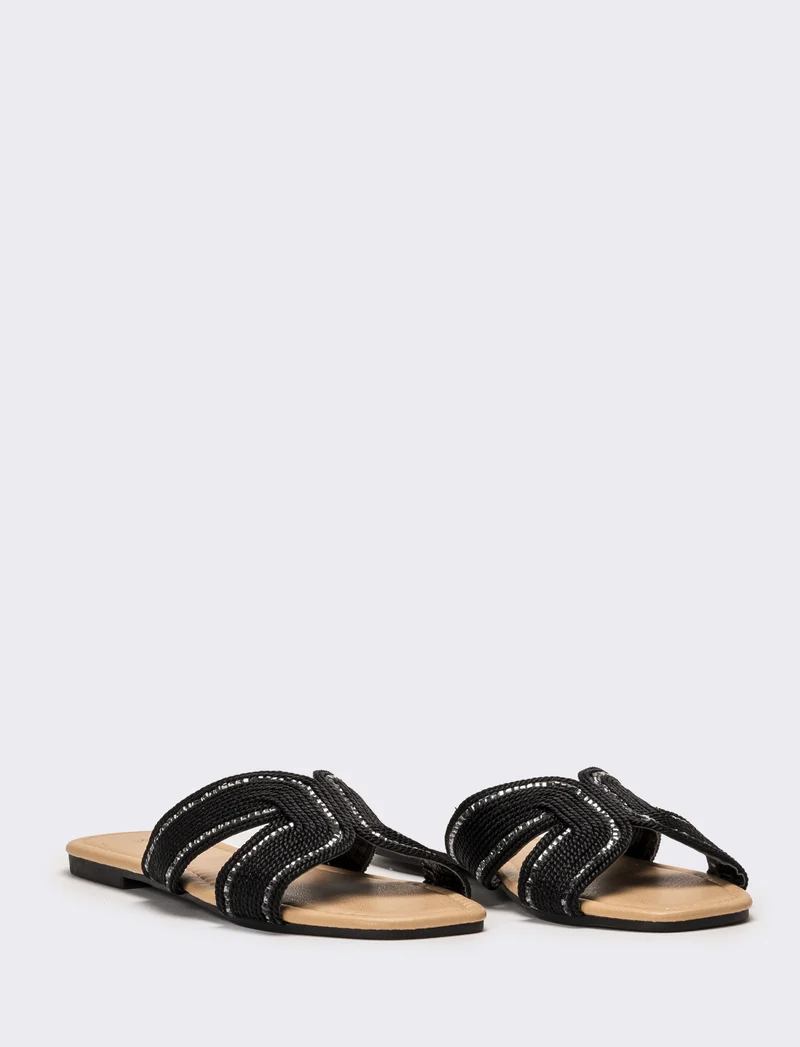 Mule da donna effetto corda - Nero