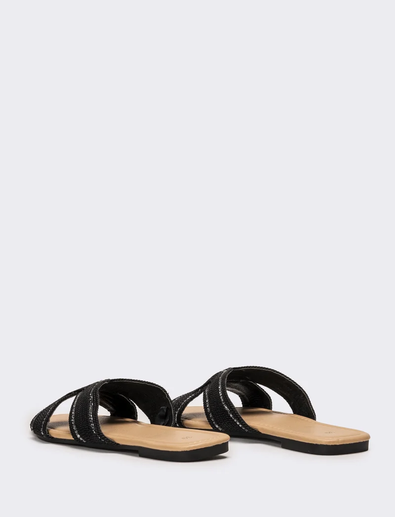 Mule da donna effetto corda - Nero