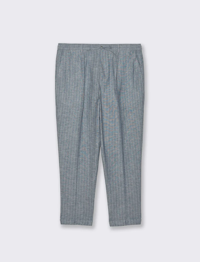 Pantaloni da completo tessuto linen blend da uomo - Blu