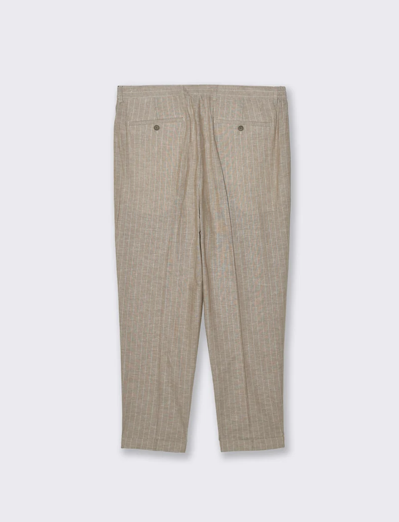 Pantaloni da completo tessuto linen blend da uomo - Beige