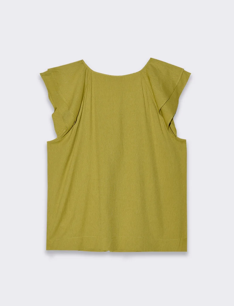 Camicia con volant da donna - Verde pistacchio