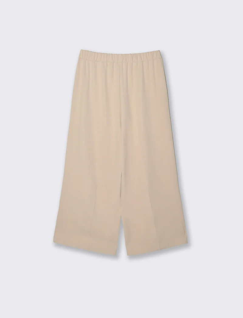 Pantalone coulotte con tasche ed elastico al dietro - Beige