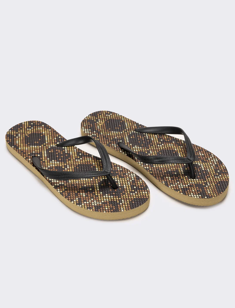 Infradito stampa pitonata da donna - Nero