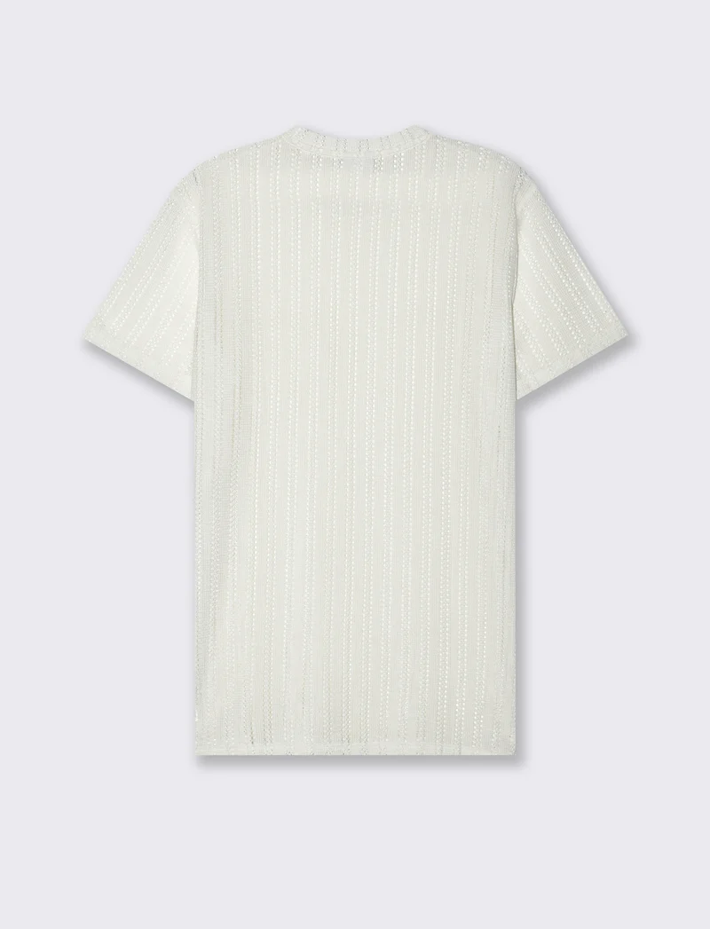 T-shirt in maglia crochet da uomo - Bianco