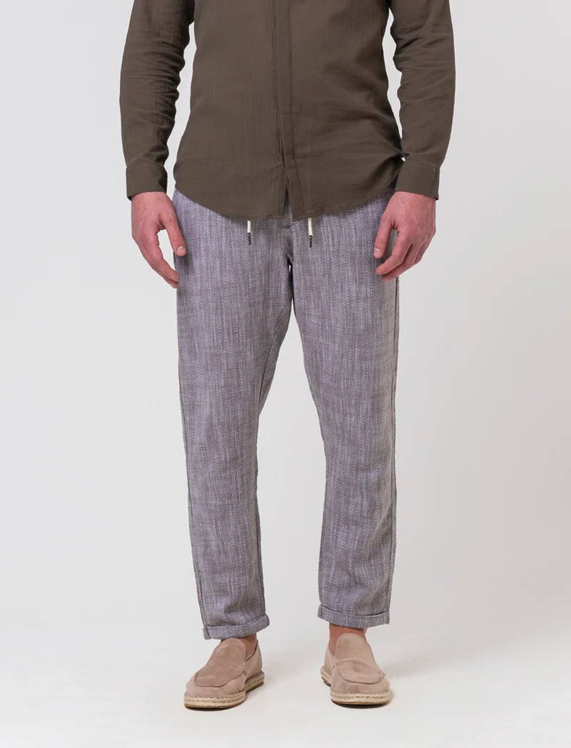 Pantaloni jogger tessuto strutturato da uomo - Grigio fango