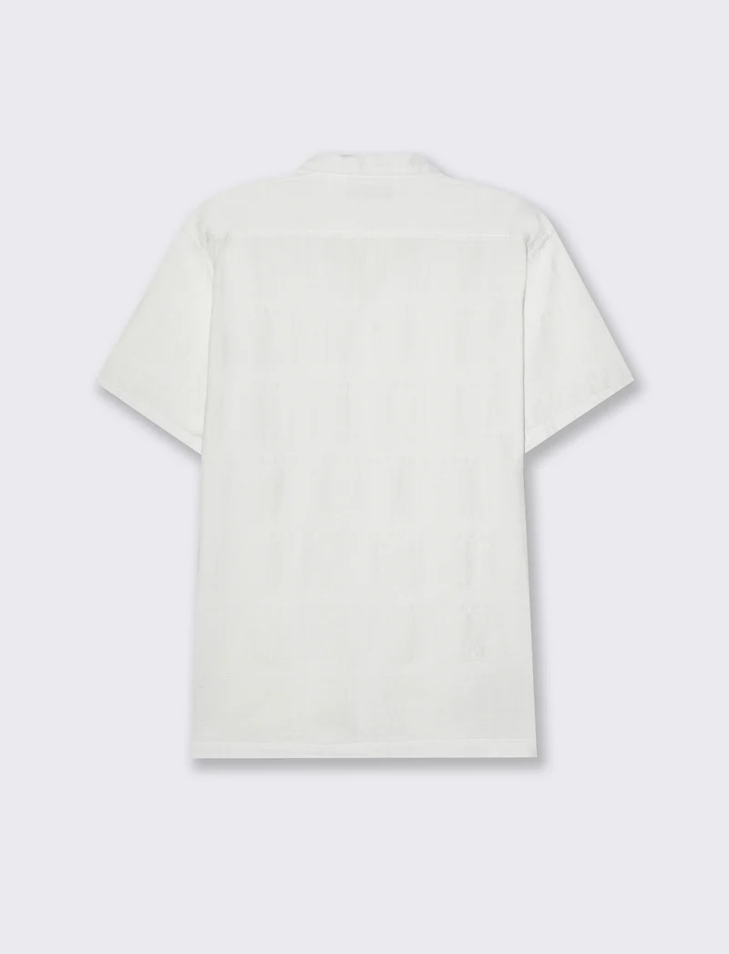 Camicia jacquard effetto quadri da uomo - Bianco