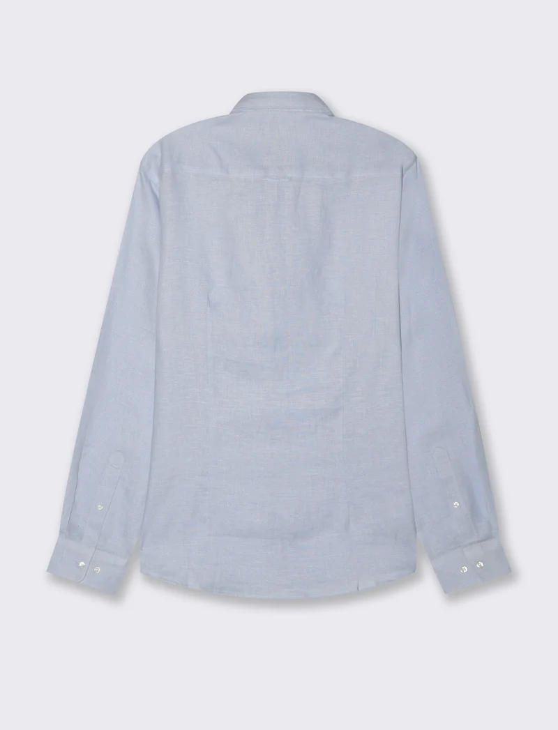Camicia 100% lino da uomo - Celeste polvere