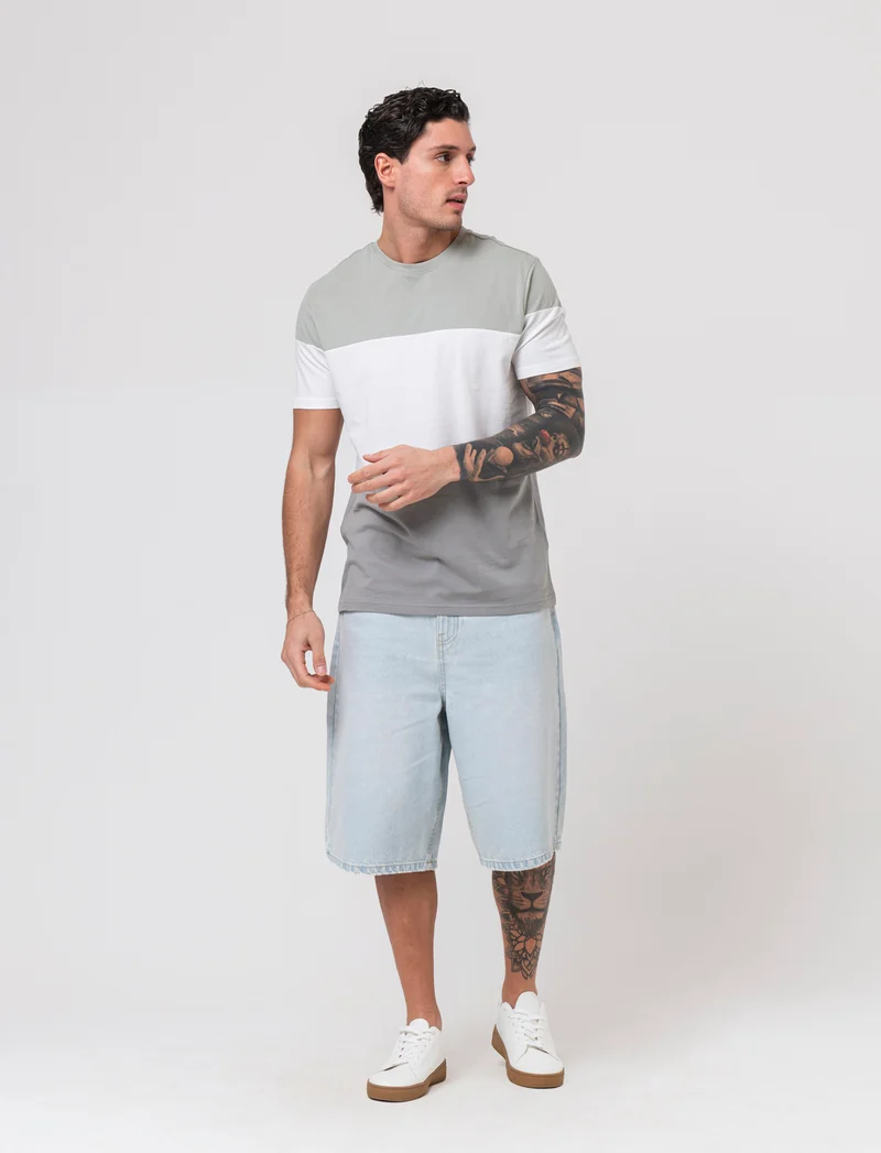 T-shirt a fasce da uomo - Bianco