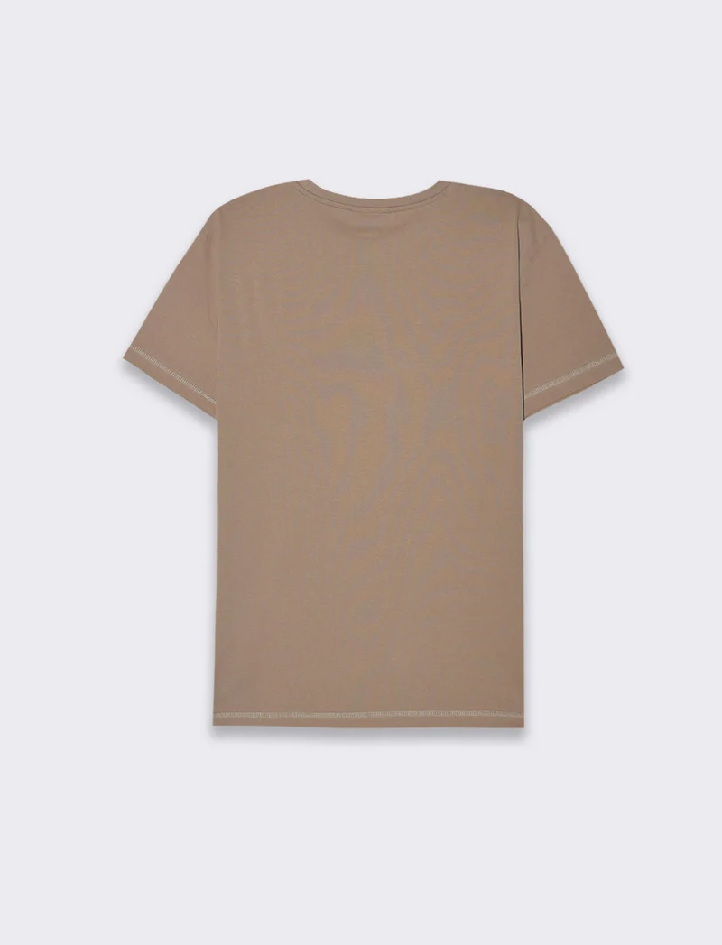 T-shirt con ricamo e taschino da uomo - Grigio tortora
