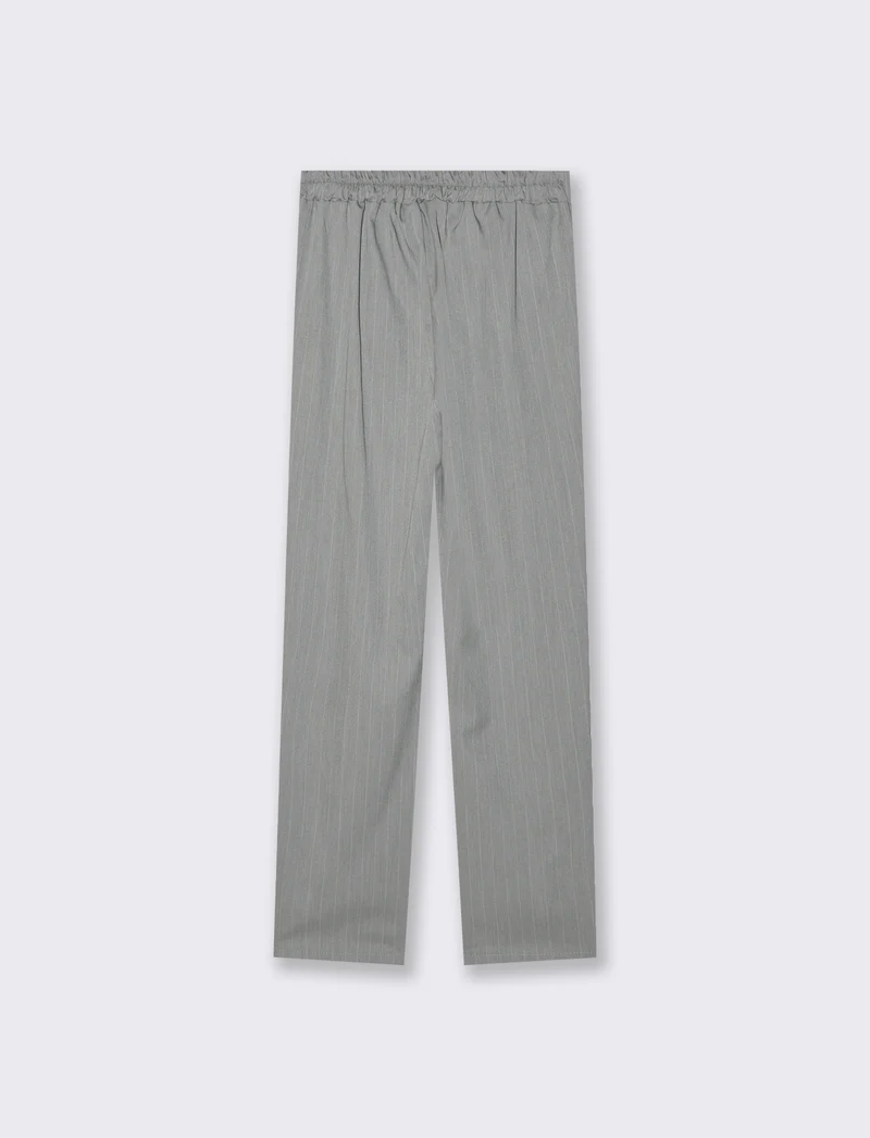 Pantalone in tessuto rigato con elastico al dietro - Grigio chiaro