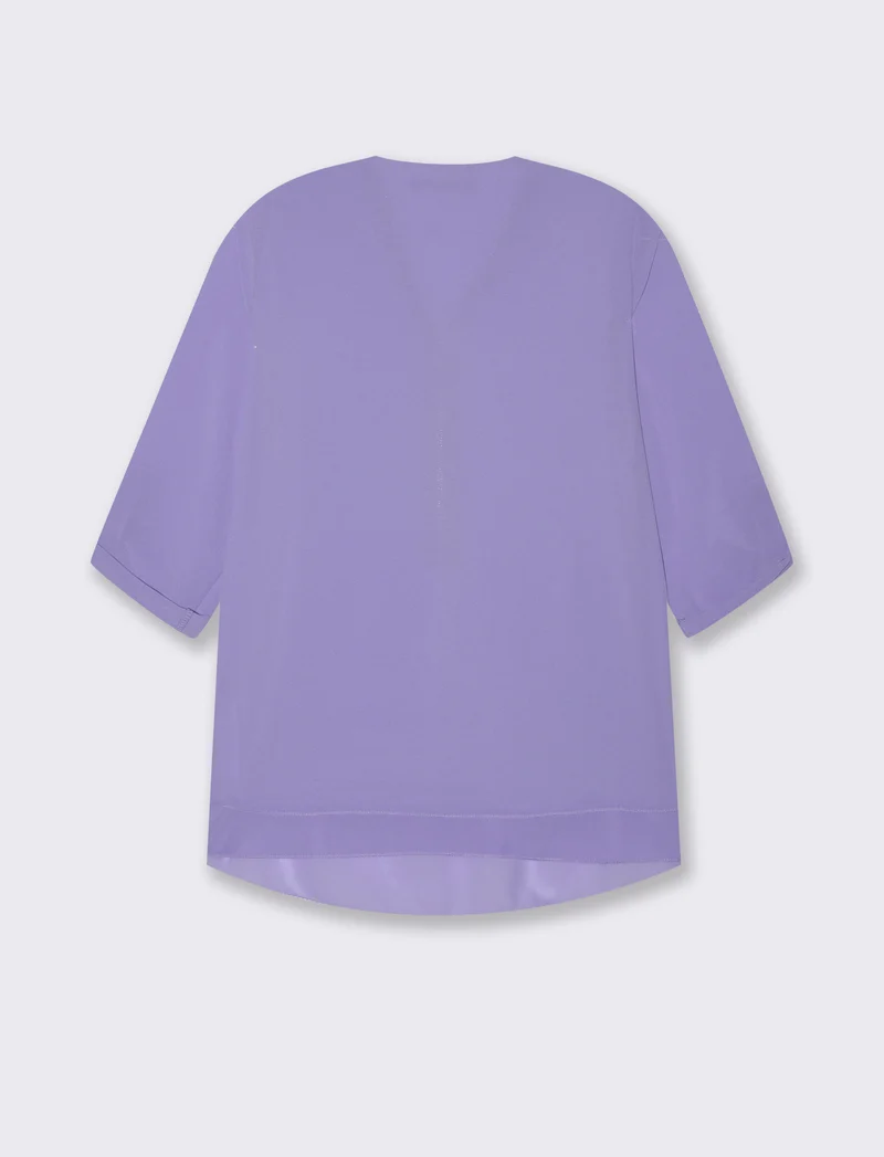 Casacca manica 3/4 con bottone e zip sul davanti. - Lilla