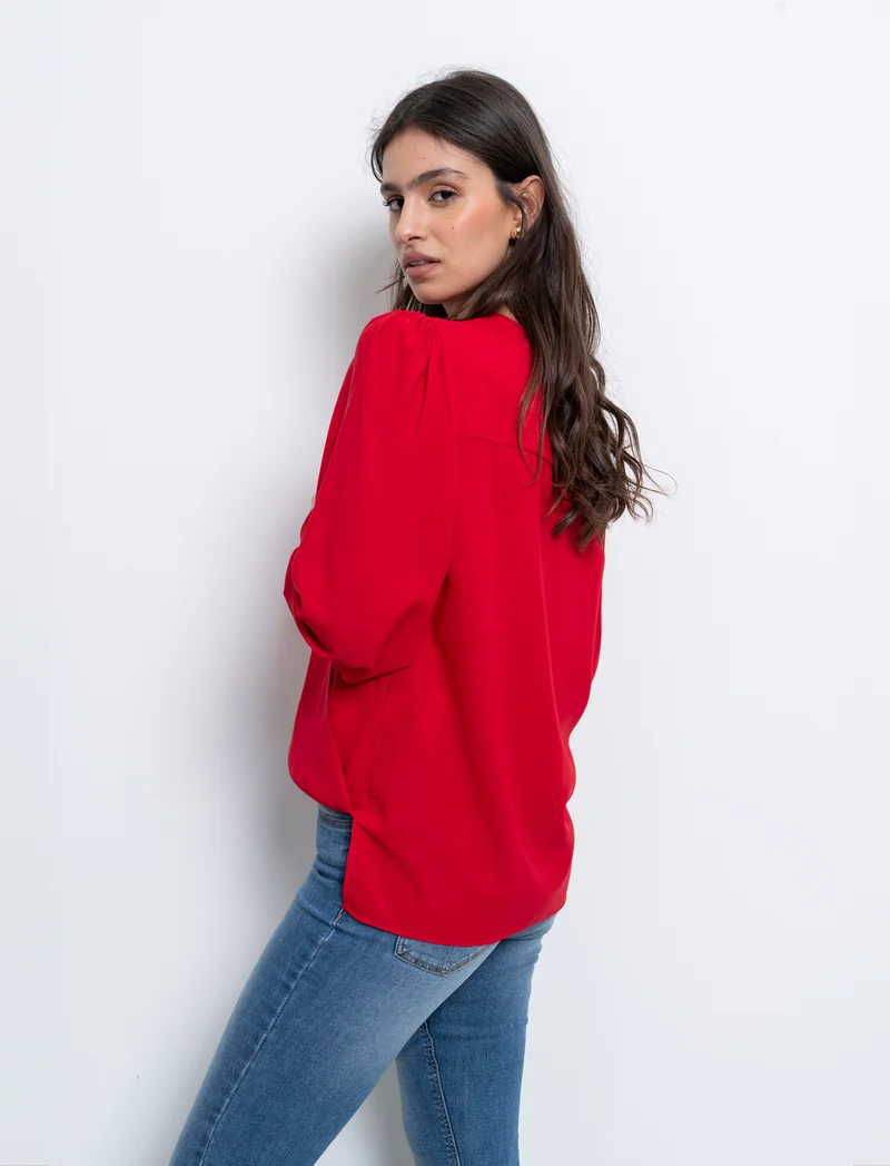Casacca morbida ad incrocio da donna - Rosso