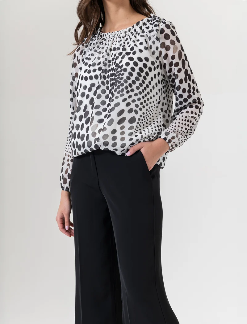 Pantalone coulotte con tasche ed elastico al dietro - Nero