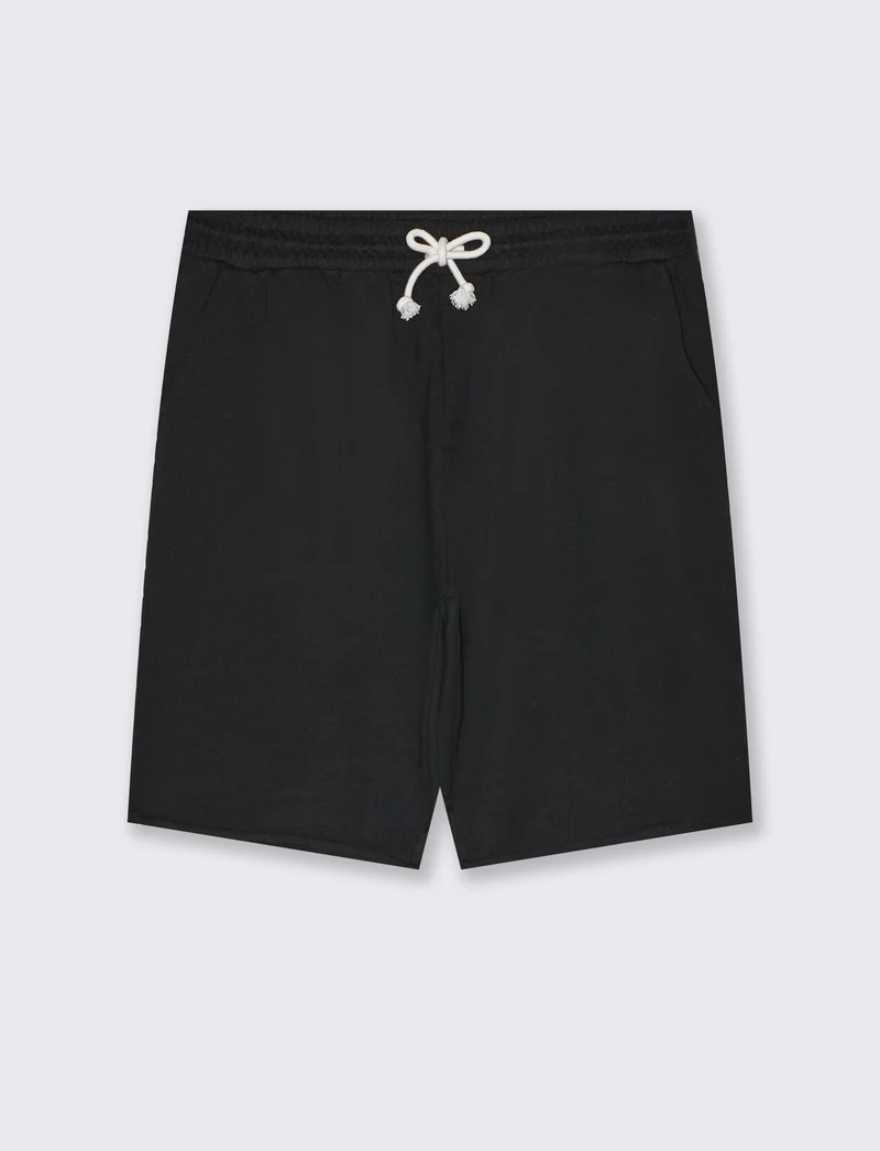 Bermuda basic in felpa con vita jogger da uomo - Nero