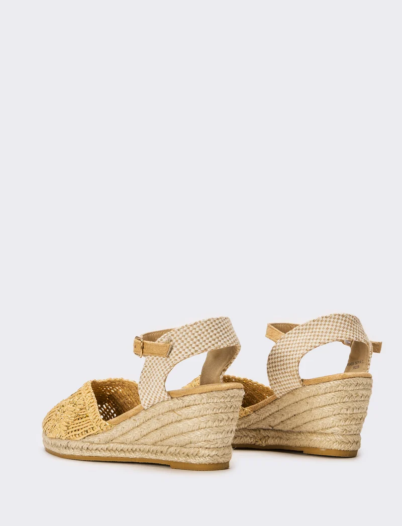 Sandalo Espadrillas in rafia da donna - Platino