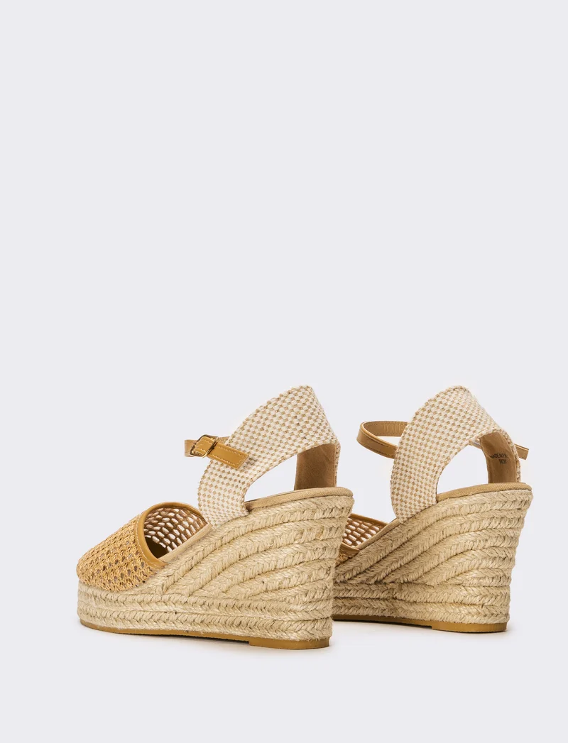 Sandalo Espadrillas in rete da donna - Cammello