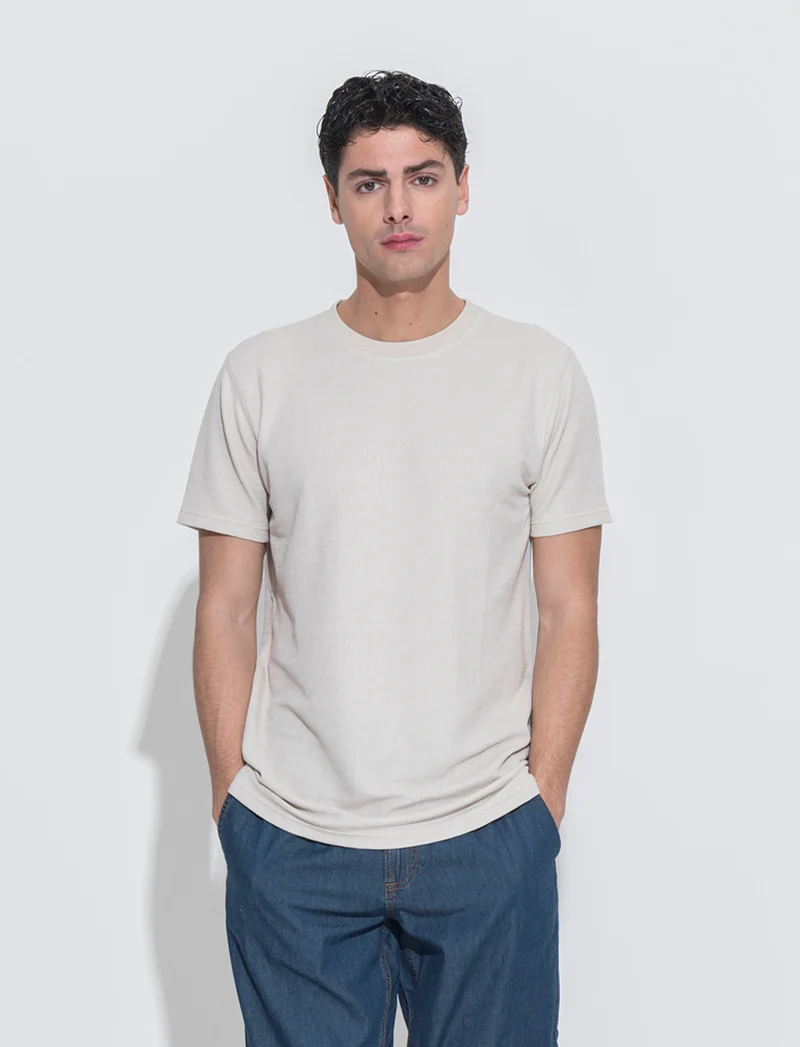 T-shirt waffle regular fit da uomo - Grigio ghiaccio