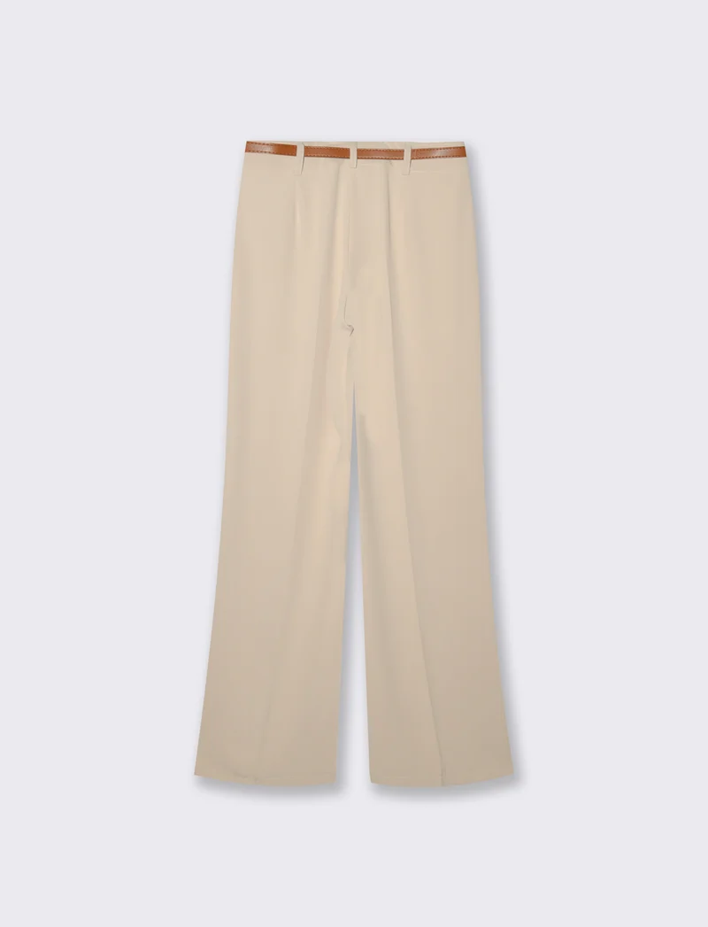 Pantalone palazzo con cintura - Bianco burro