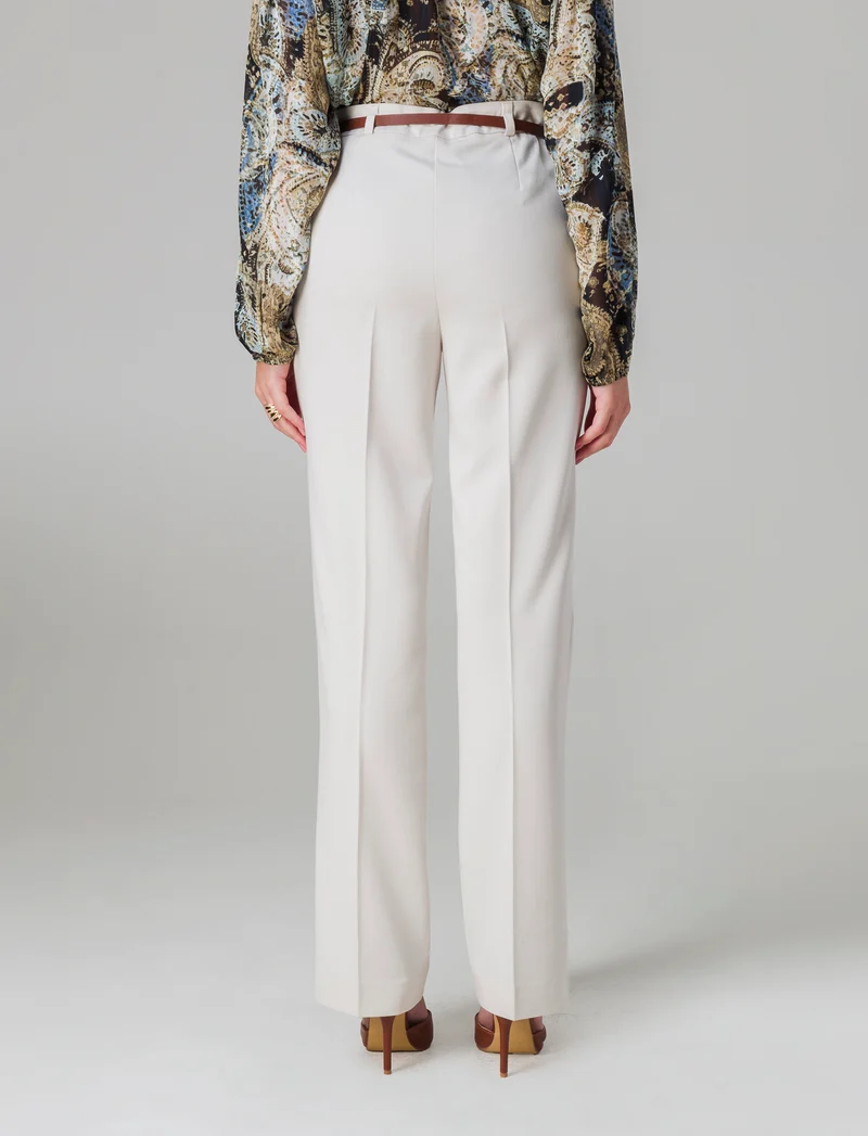 Pantalone con cintura da donna - Bianco panna
